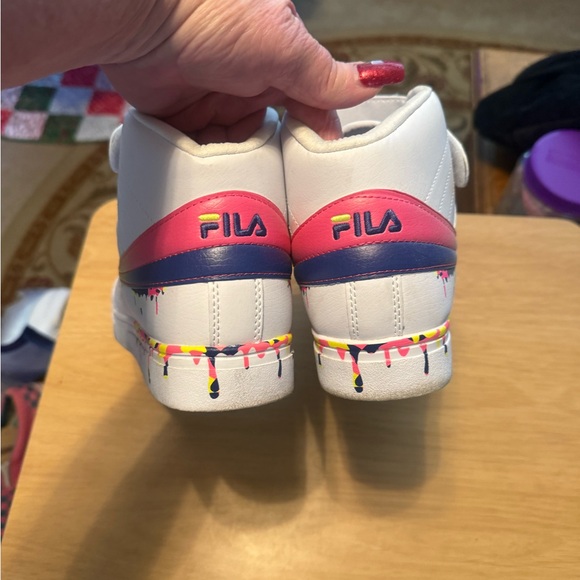 Fila High Top EUC White with Multi Color Drip - Picture 5 of 9